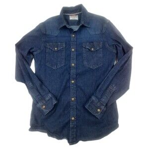 Wrangler Denim Pearl Snap Button Long Sleeved Shirt Men Small Western Cowboy